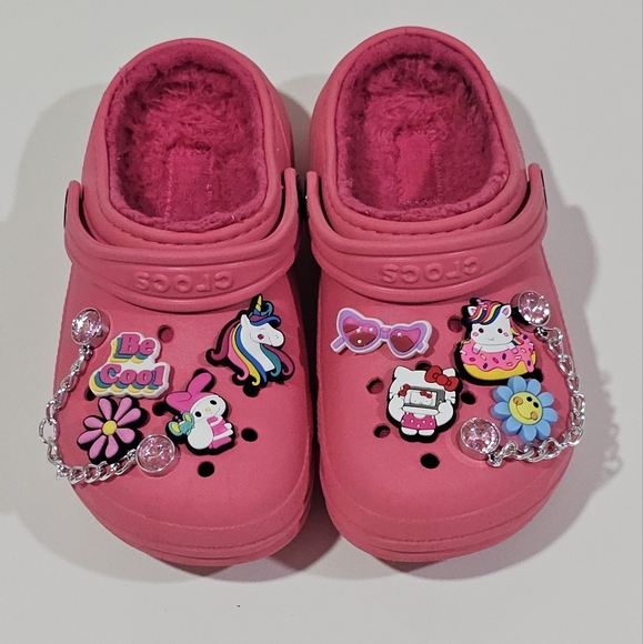 Crocs Pink Toddler girl Hello kitty unicorn my melody flowers With Charms C 13 - Picture 1 of 10